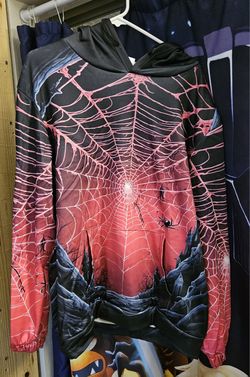 Men's Pink and Black Spider Themed Hoodie size XL new