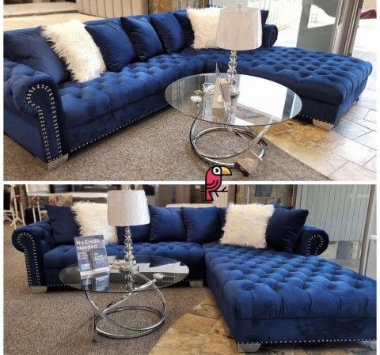New Large 125x90 Blue Velvet Living Room