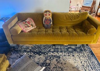 Yellow Velvet Article Sofa
