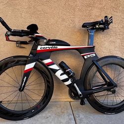Cervélo P5 Triathlon Bike – Size 54 – Dura-Ace Di2 – Zipp 808 Carbon Wheels 