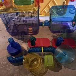 Hamster Cage, Bedding, Food 