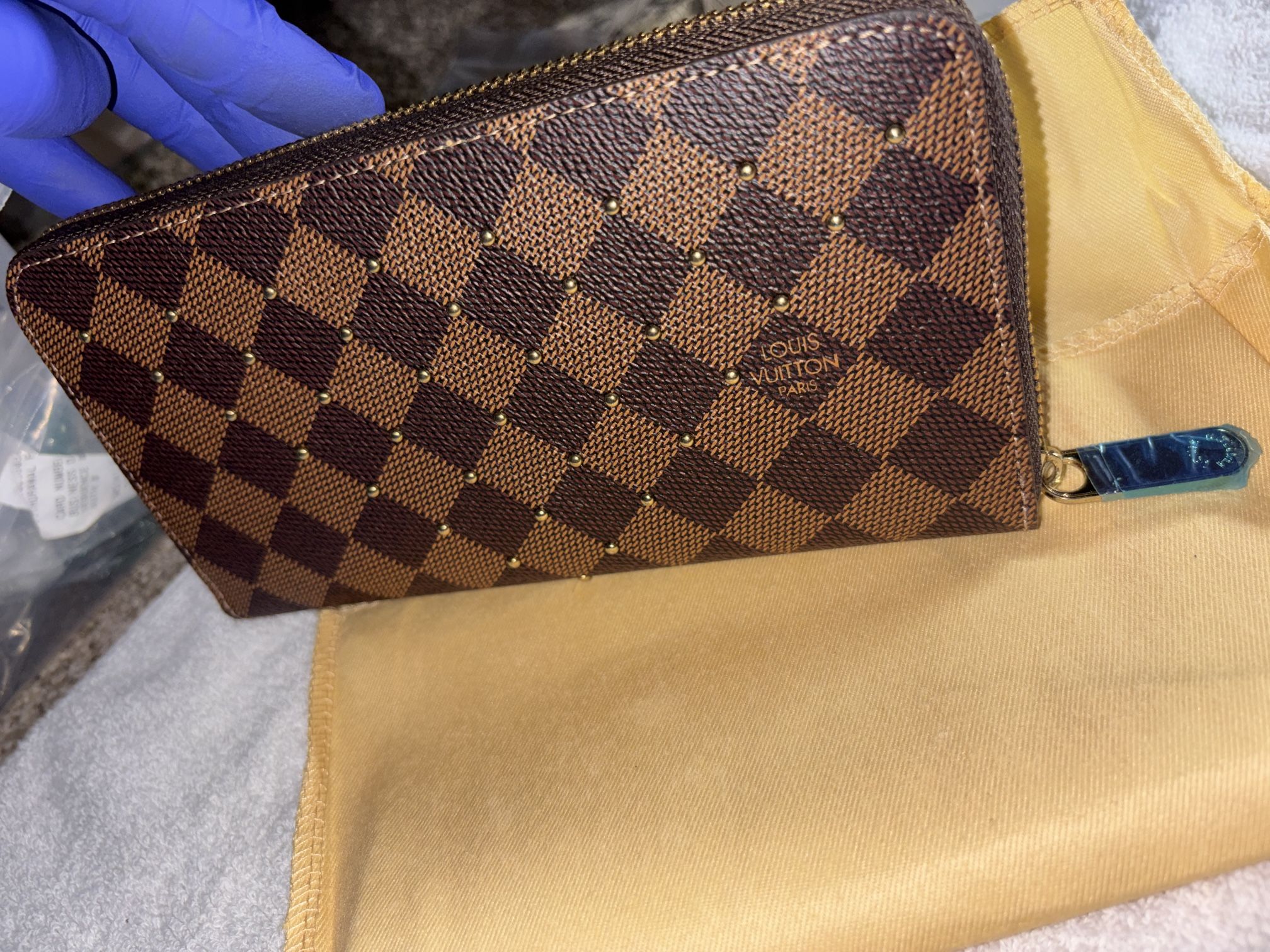 Louis Vuitton Studded Damier Ebene Zippy Wallet
