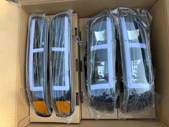 00-06 Chevy Tahoe Black Amber LED Strip Headlights Parking Lights
