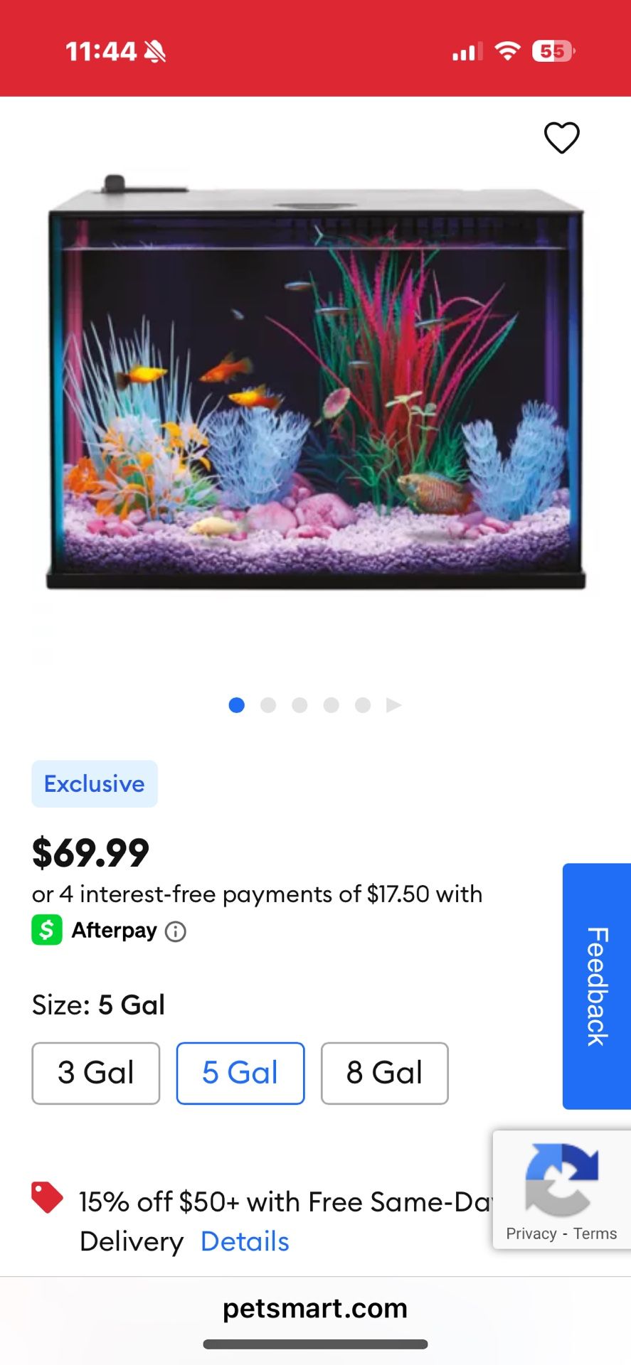 5 Gallon Fish Tank - Top Fin Color Flow Easy Clean
