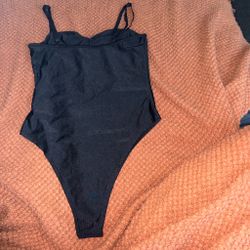 Black Spaghetti Strap Bodysuit
