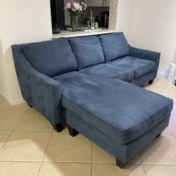 Cindy Crawford Suede Sofa Chaise Midnight Blue