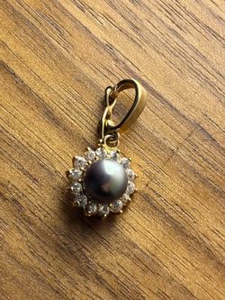 14K Gold Pearl Pendant Charm