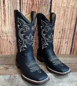 Men Western Cowboy Square Toe Rodeo Black Boots Bota Para Caballero Rodeo Vaquero Negro 