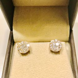 14k Rose Gold Princess Cut Diamond Earrings Only $1500 