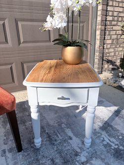 Shabby Chic Solid Wood White Side Table