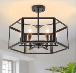 20-inch 6-Light Black Semi Flush Mount Ceiling Light