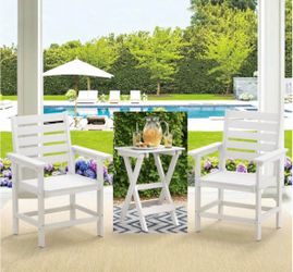 3 pieces- White  HPDS dining chairs with table