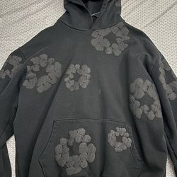 Black denim tear hoodie