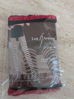 Red & Black Striped Tights for Women, One Size, Leg Avenue #7100, Brand New