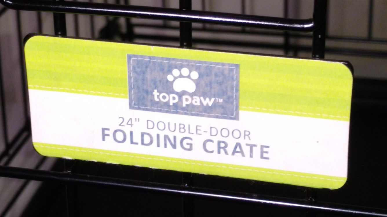 Top paw double door 24 in folding dog crate