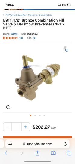 Boiler 1/2 Fill Valve & Back flow Preventer Used 