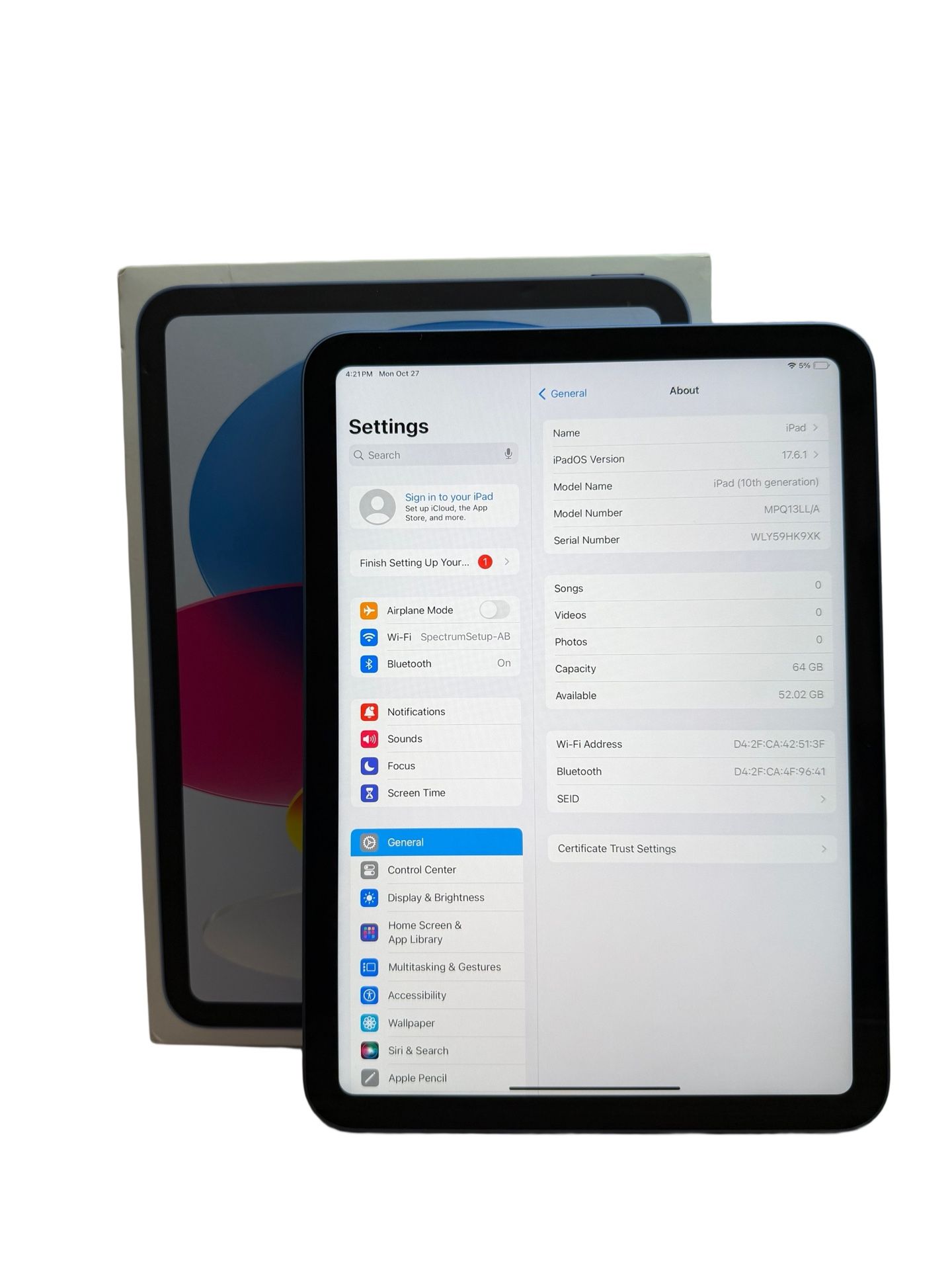 Apple iPad 10th Gen 64GB Blue MPQ13LL/A WiFi Only