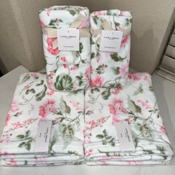 6-NWT LAURA ASHLEY MORNING GLORY FLORAL DESIGN TOWELS SET BUNDLE
