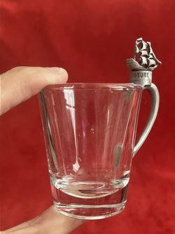 TREASURE ISLAND HOTEL LAS VEGAS SHOT GLASS PIRATE SHIP SILVER HANDLE Retired