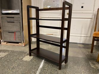Dark Wooden 3-Tier Folding Bookshelf
