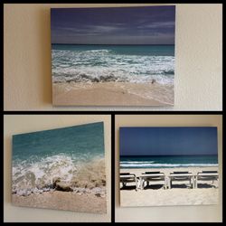 3-Piece Ocean Beach Canvas Art Set - 16x20” Each
