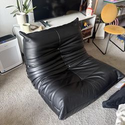 New Black Leather Togo Style Chair