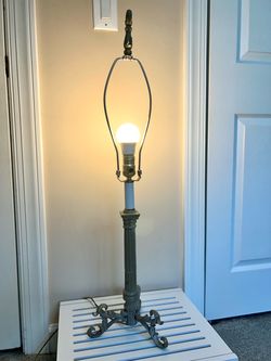 Vintage 33" Ornate Cast Metal Table Lamp - Hollywood Regency Style - Working Condition