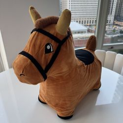 iLearn Bouncy Pals Brown Hopping Horse Toddler Baby Bouncer Like New!