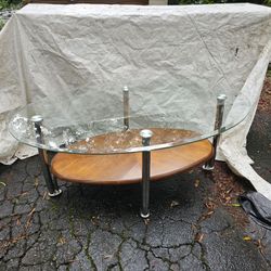 Ashley Furniture Coffee Table With Wood Shelf And Chrome Legs. Make Offer