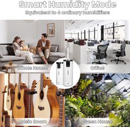 Humidifiers for Large Room Wholehouse Humidifier 1000 sq. ft 4.2 Gal 16L Floor Humidifier 360° Nozzles Cool Mist Ultrasonic Humidifier 1000mL/h Output Thumbnail