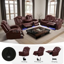 Power Reclining Couch 3-Pc Set — Sofa • Loveseat • Chair