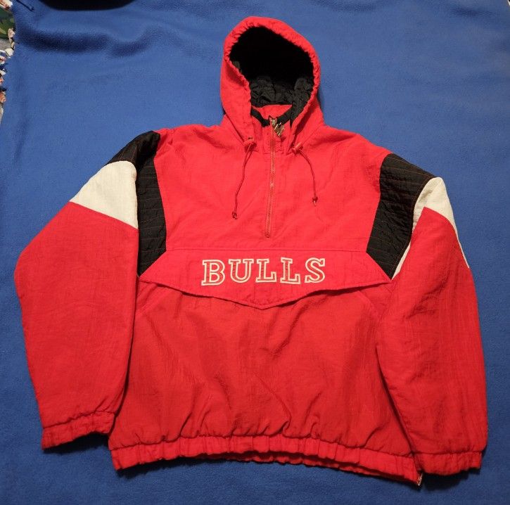 Pre-owned Vintage Chicago Bulls Starter Half Zip Jacket, Men's Large
