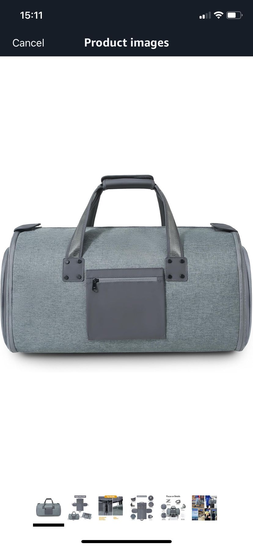 Garment Bags for Travel - Water Repellent Garment Bag with Shoe Compartment - 2 in 1 Convertible Suit Bag Travel with Shoe Bags - Medium Dark Gray ( p