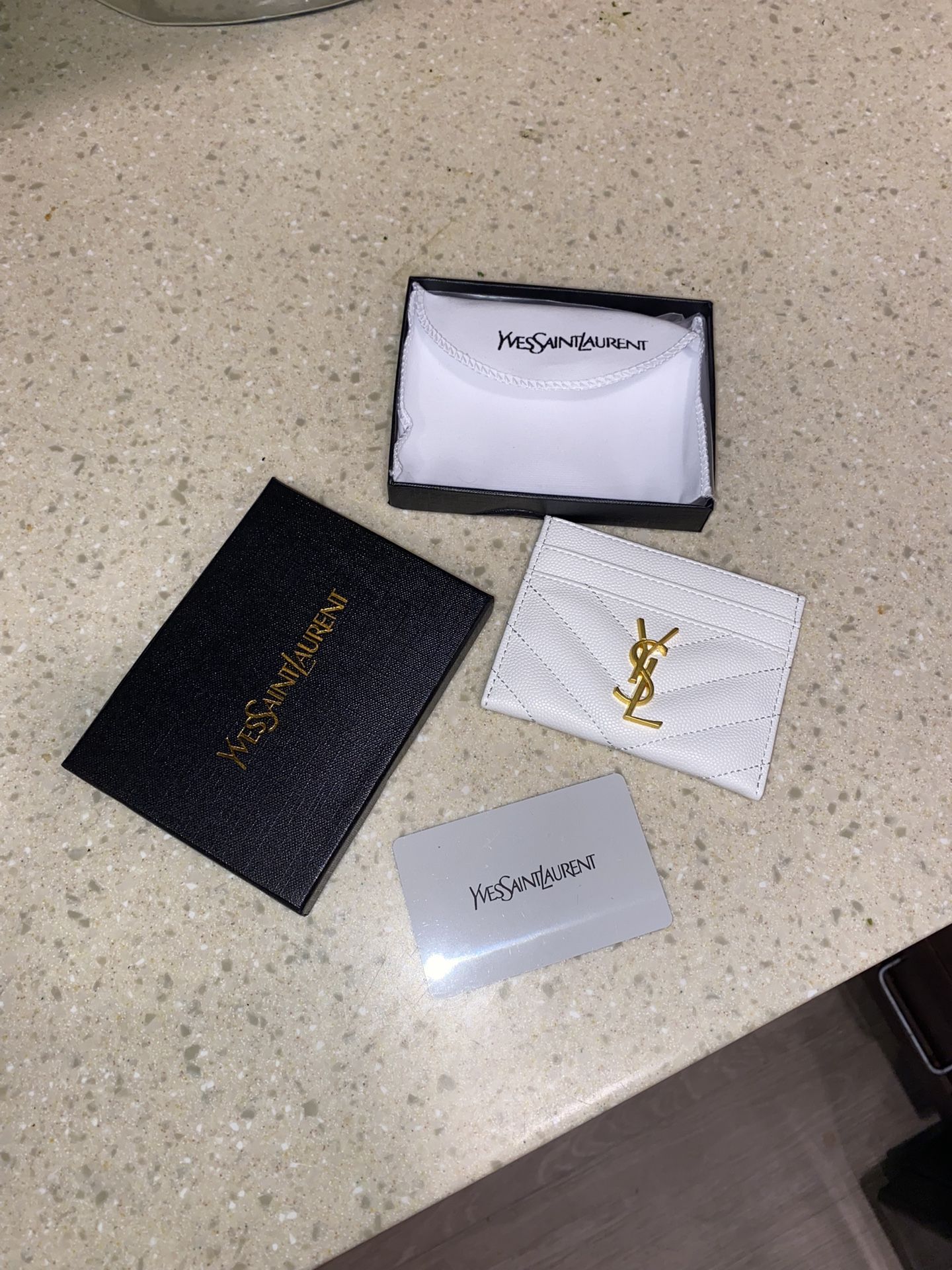 YSL Monogram Card Case in Grained Leather