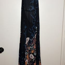 Free People Black/Blue Multi Floral Maxi Halter Dress Women’s XS