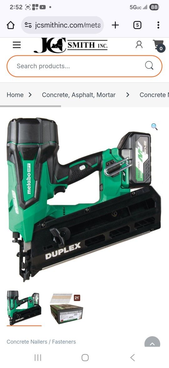 Metabo HPT 3675DD 36V Duplex Cordless nailgun
