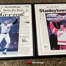 Detroit “WORLD CHAMPIONS” Framed Posters. “GIBBY & STEVIE Y”