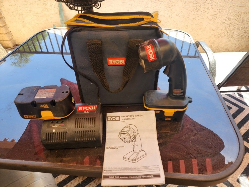 Ryobi Flashlight 2 Batteries & Charger