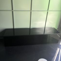 Modern Black IKEA Media Console / TV Stand – 71” Wide (Glass Top) 