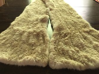 Vintage! Off-white Real Rabbit Fur large scarf / shawl winter wedding dress outfit