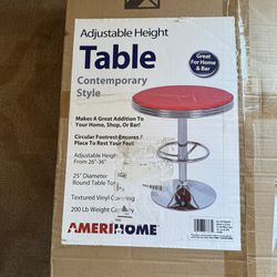 AmeriHome 36 in. Red Adjustable Swivel Metal Pub / Bar Table