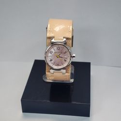 Louis Vuitton Watch Tambour 26mm Women's Pink Mother of Pearl Monogram Vernis