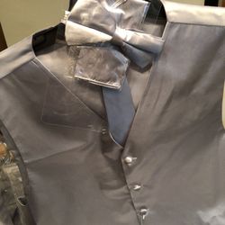 Grey Tuxedo Vest L