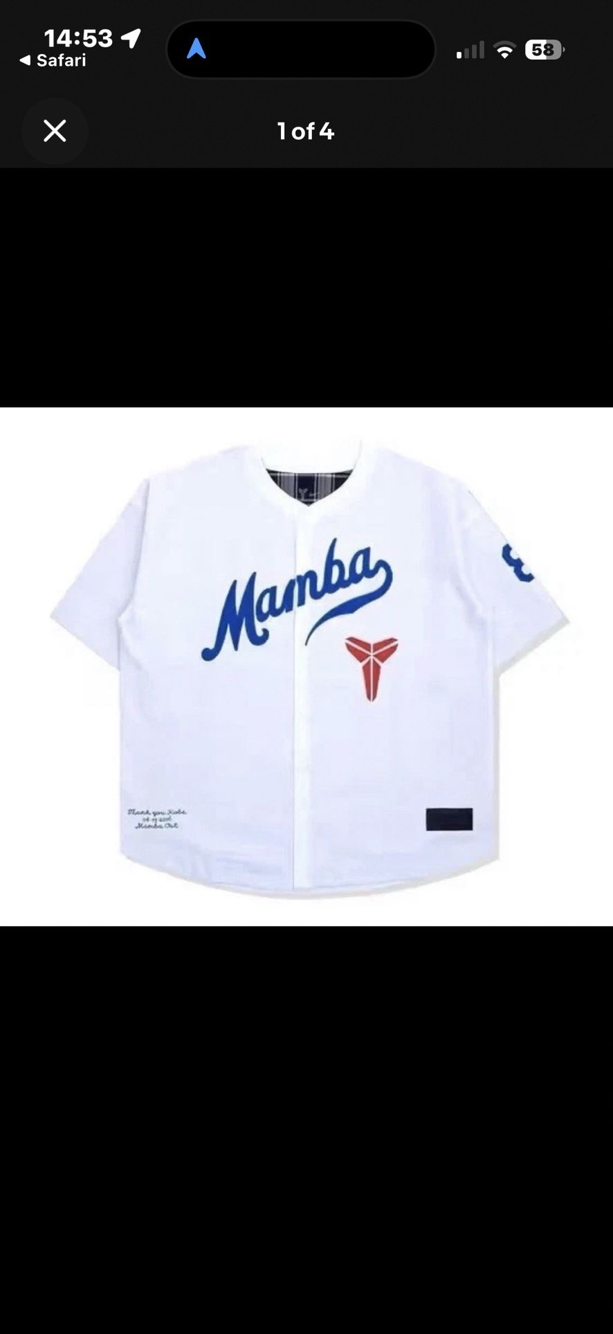 Nike Kobe Bryant x Los Angeles Dodgers Mamba Baseball Jersey Sz Medium Opened Bag But Never Worn