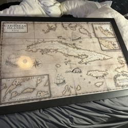 big framed in glass Assassins Creed map  