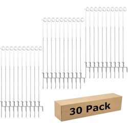 Fence Shock 30 Pack 41 Inches Systems Pig Tail Step-in Fence Post, Stainless Steel for Garden and Farm, Portable Fence Ideal for Electric Fencing - Wh