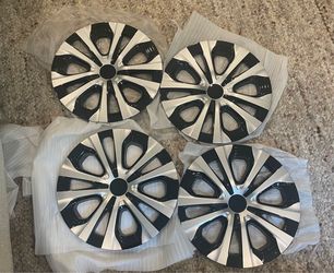 Set of 4 Silver and Black Wheel Covers