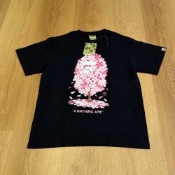 Black & pink sakura bape tee