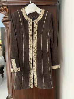 Leather sued Coat Size XXS knee length ChicolateBrown colir