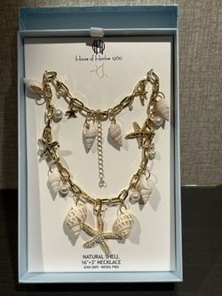 New House Of Harlow 1960 Womens Necklace Seashells, Starfish, Faux Pearl